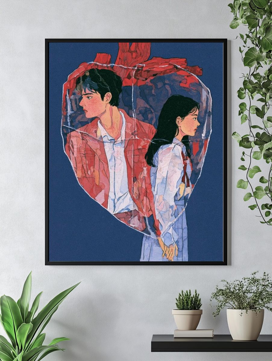 Heart Portrait Illustration Poster. — room view 4