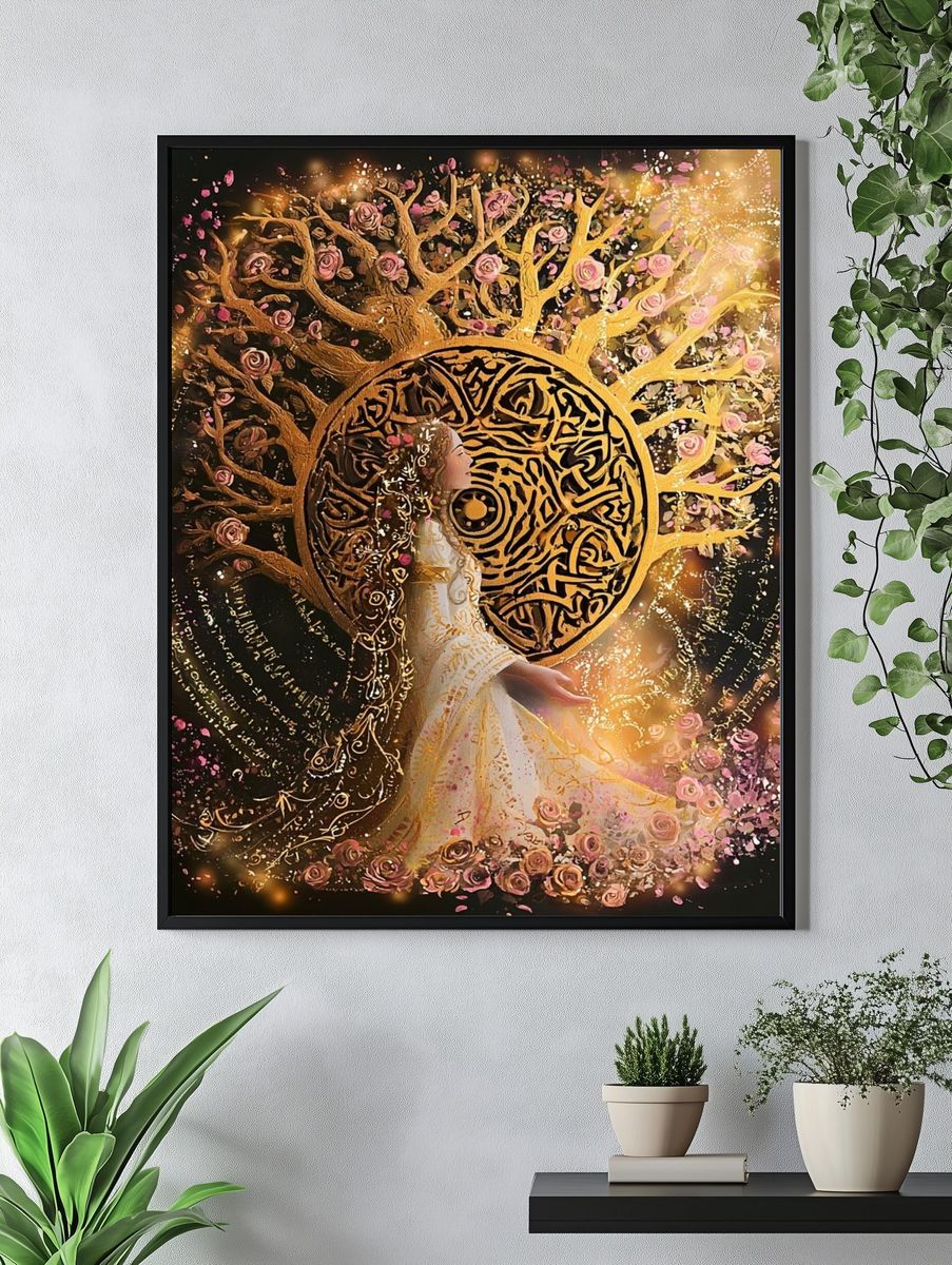 Golden Rose Goddess Illustration Poster. — room view 4