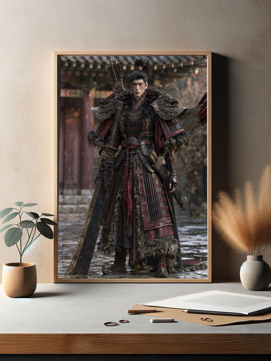 Samurai Warrior Portrait Print. — room view 2