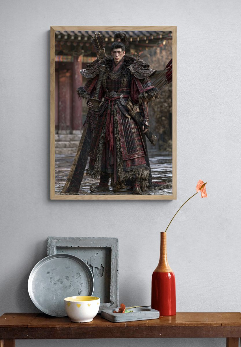 Samurai Warrior Portrait Print. — room view 3