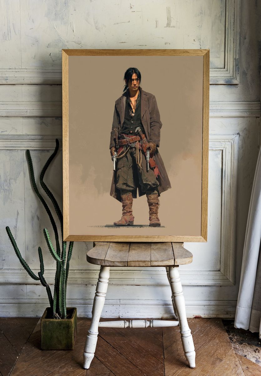 Western Gunslinger Illustration Poster. — room view 1