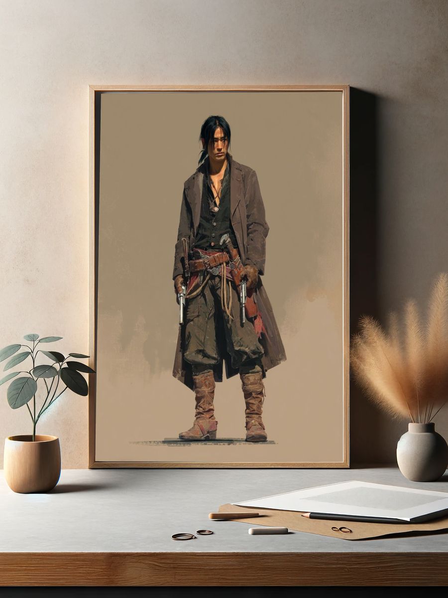 Western Gunslinger Illustration Poster. — room view 2
