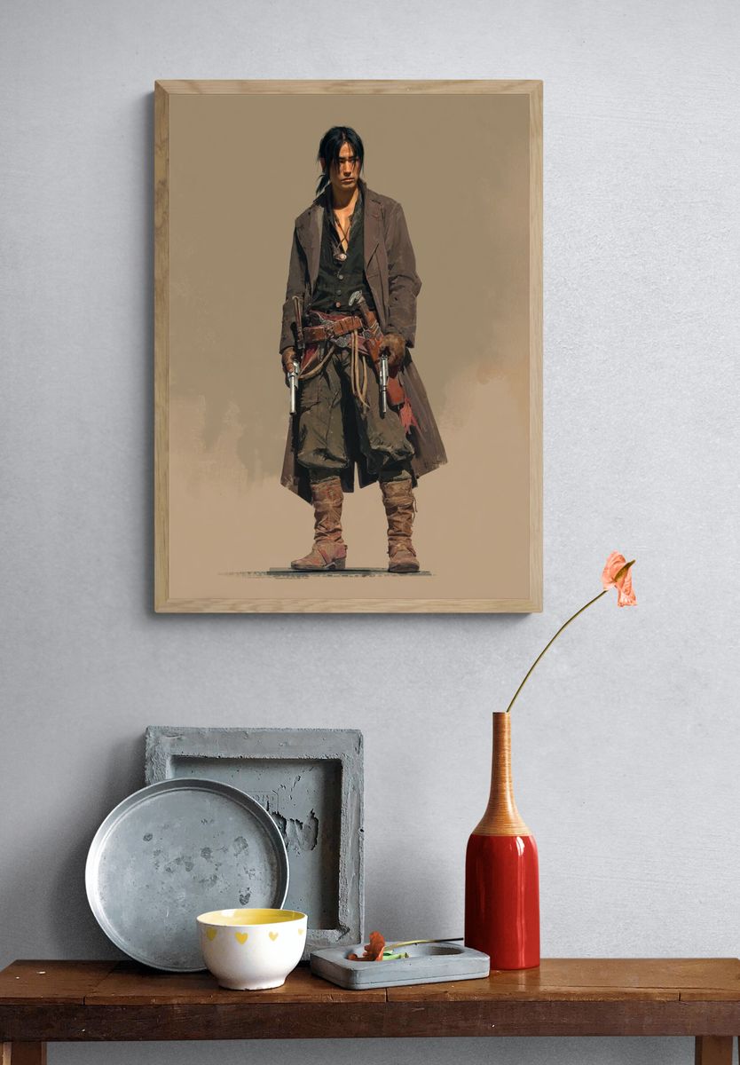 Western Gunslinger Illustration Poster. — room view 3