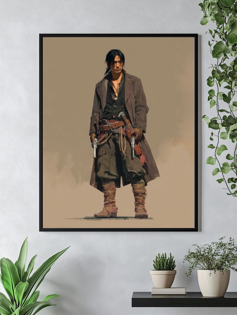 Western Gunslinger Illustration Poster. — room view 4