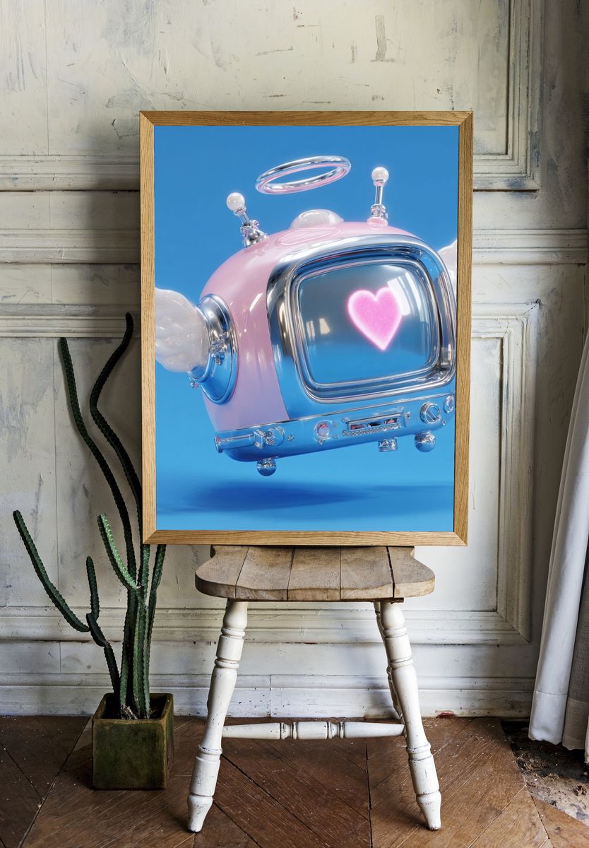 Floating Angel TV Pop Art Print. — room view 1