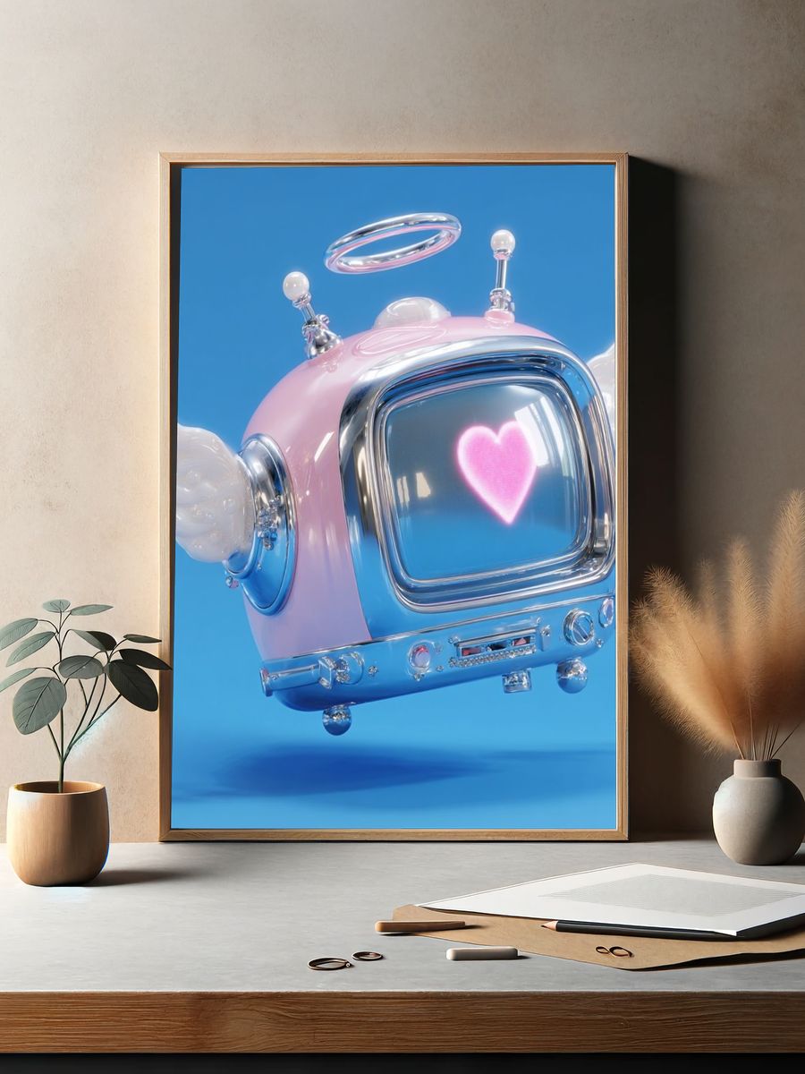 Floating Angel TV Pop Art Print. — room view 2