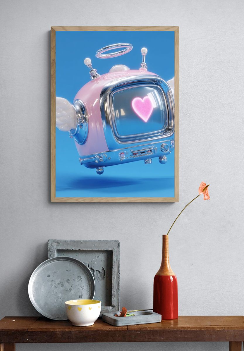 Floating Angel TV Pop Art Print. — room view 3