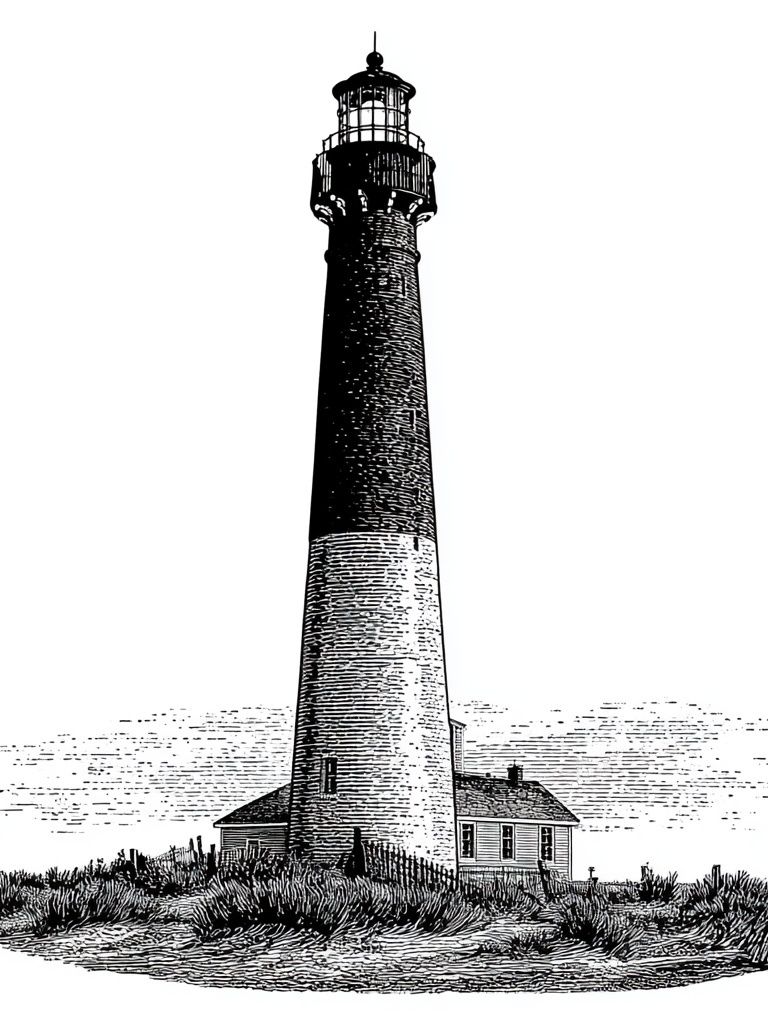 Lighthouse Coastal Illustration Poster. poster — illustration art