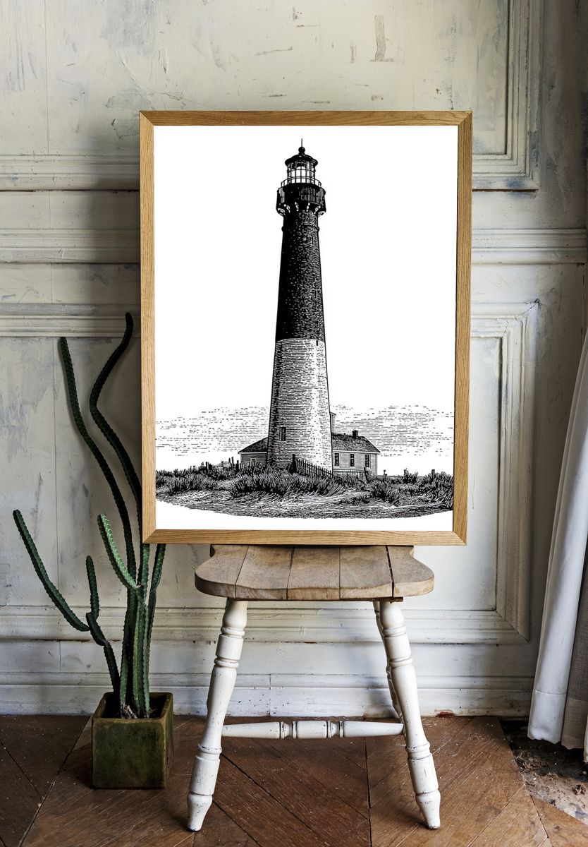 Lighthouse Coastal Illustration Poster. — room view 1