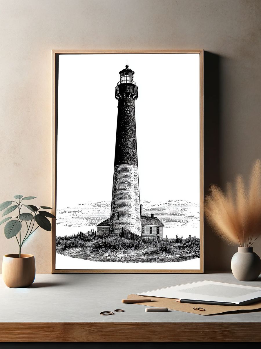 Lighthouse Coastal Illustration Poster. — room view 2