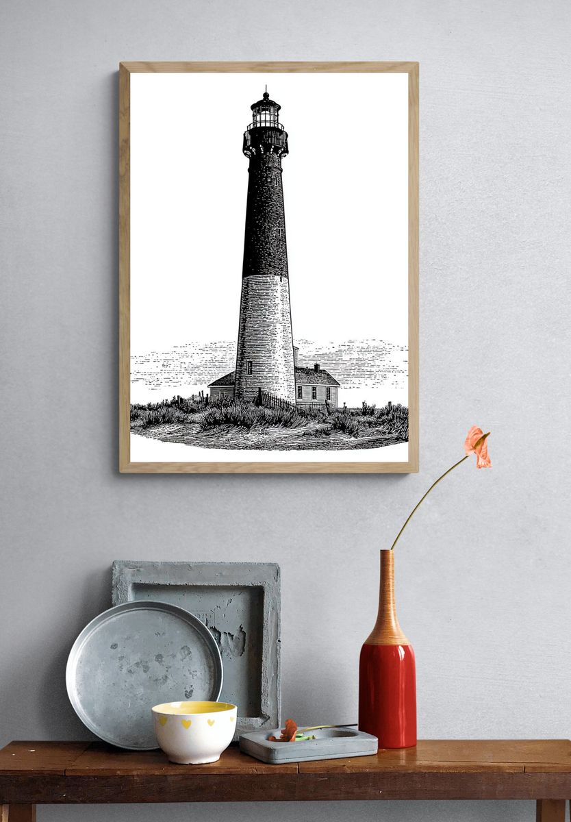 Lighthouse Coastal Illustration Poster. — room view 3
