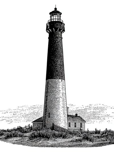 Lighthouse Coastal Illustration Poster. poster
