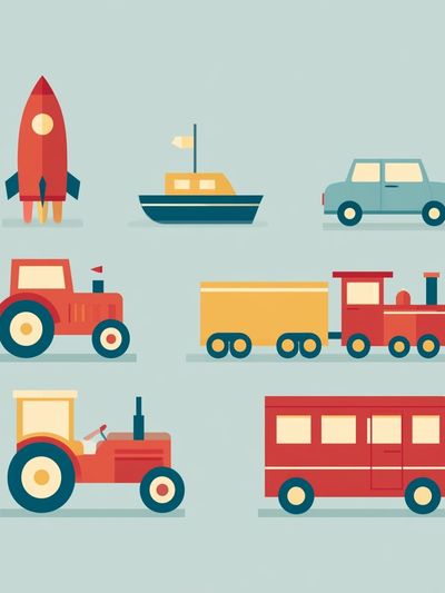 Retro Vehicles Illustration Poster. poster print