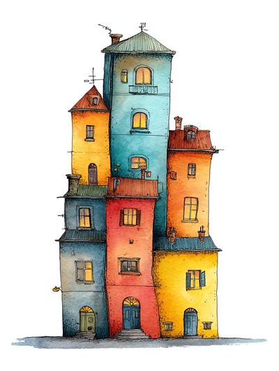 Colorful Houses Illustration Poster. poster print