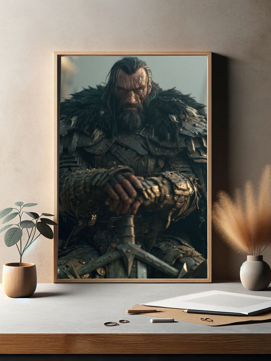 Warrior Portrait Fantasy Print. — room view 2