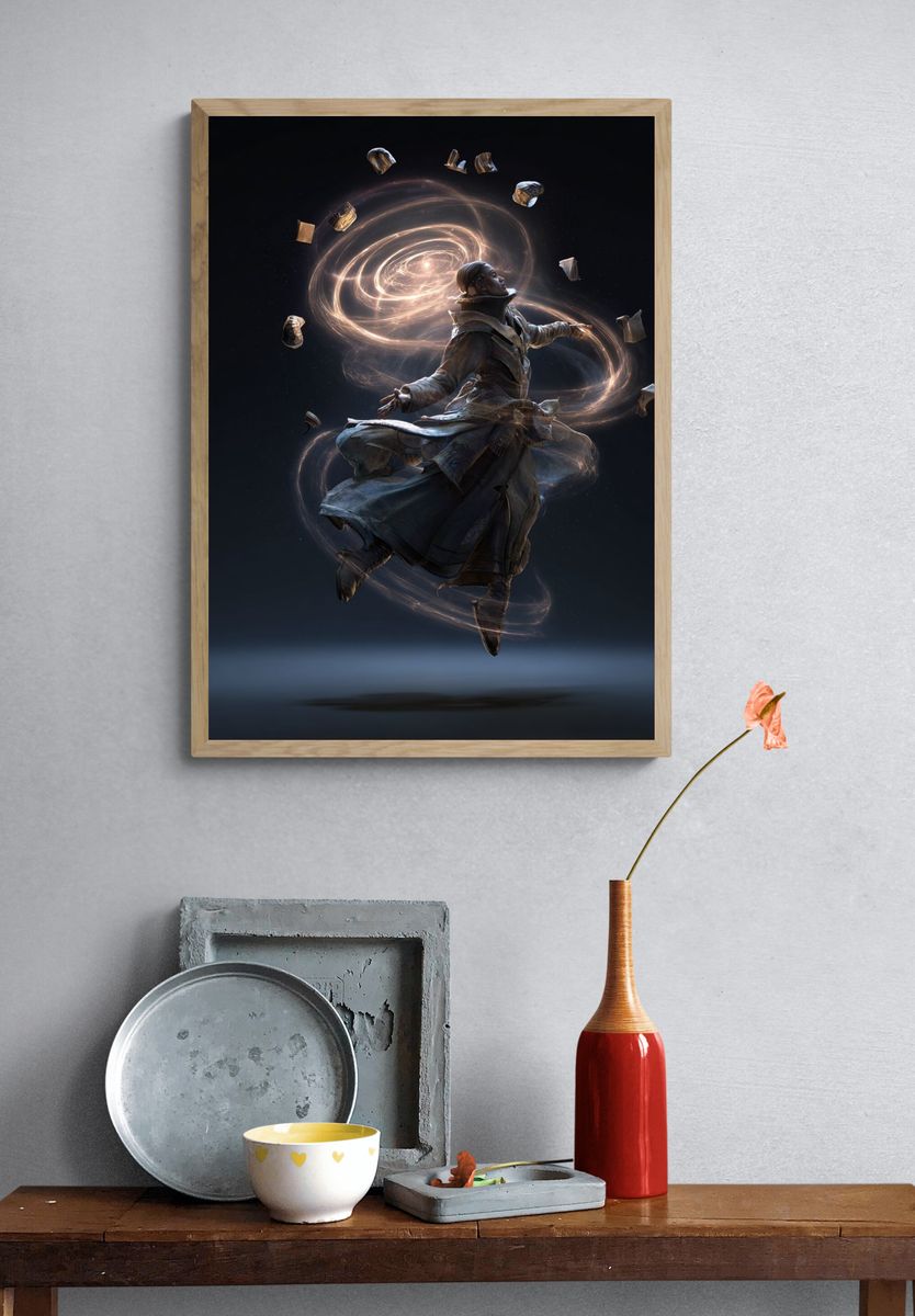Mystic Sorcerer Digital-Art Poster. — room view 3