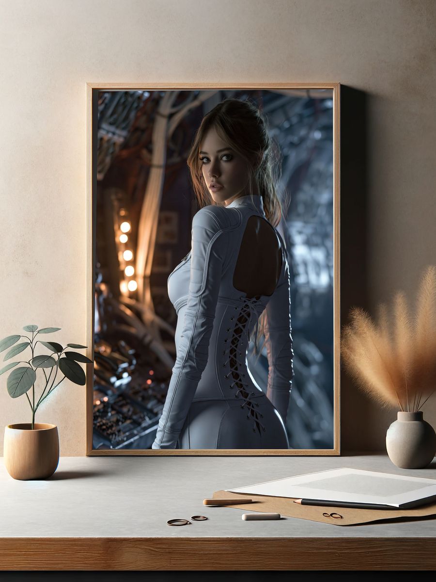Futuristic Woman Portrait Poster. — room view 2