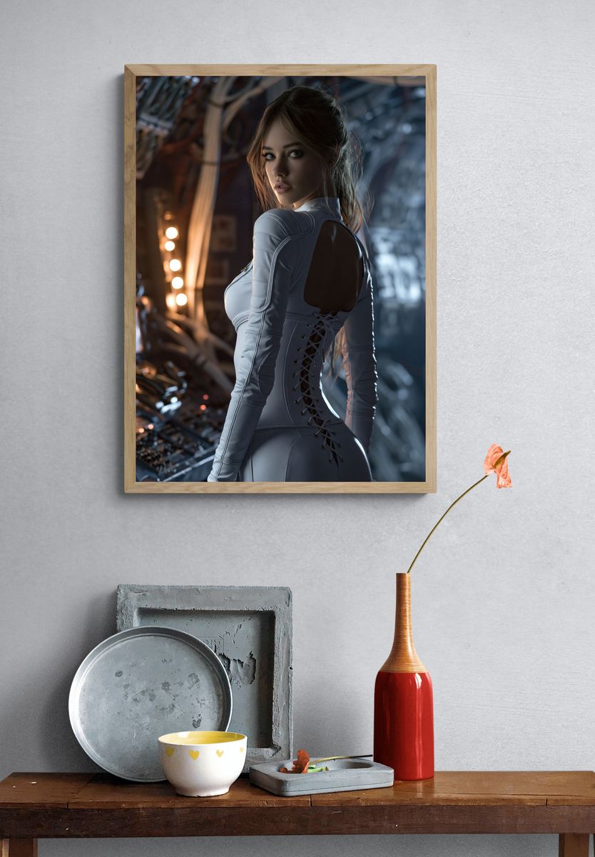 Futuristic Woman Portrait Poster. — room view 3