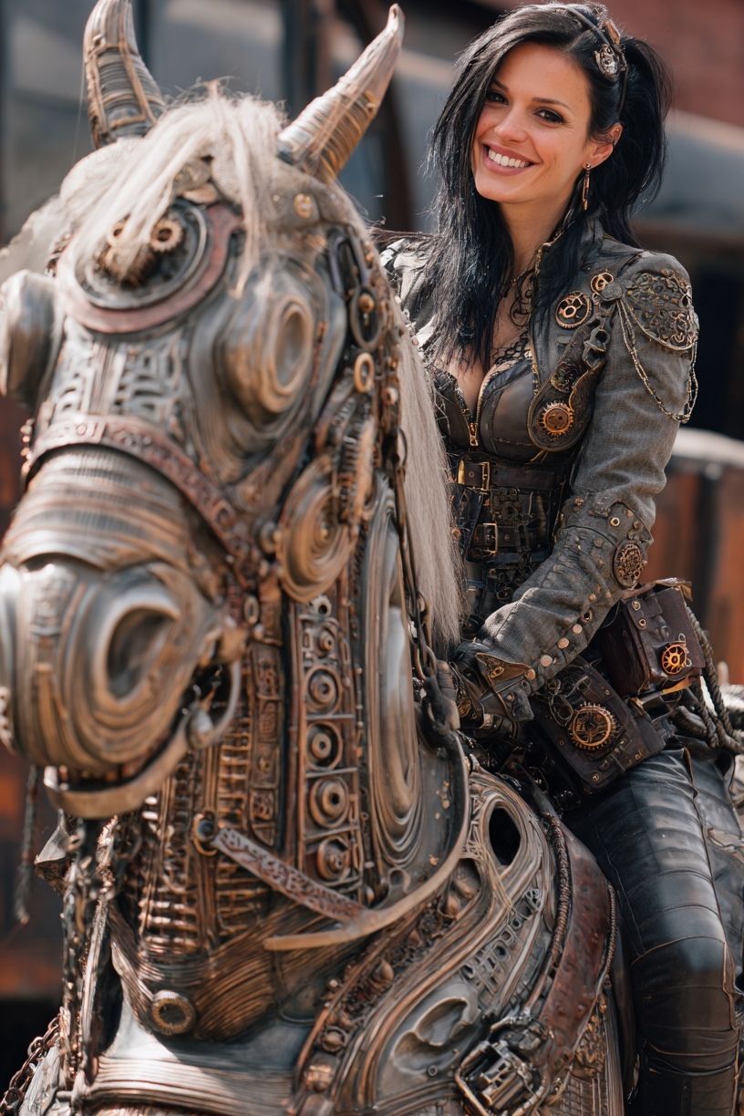 Steampunk Rider Portrait Print. poster — illustration art