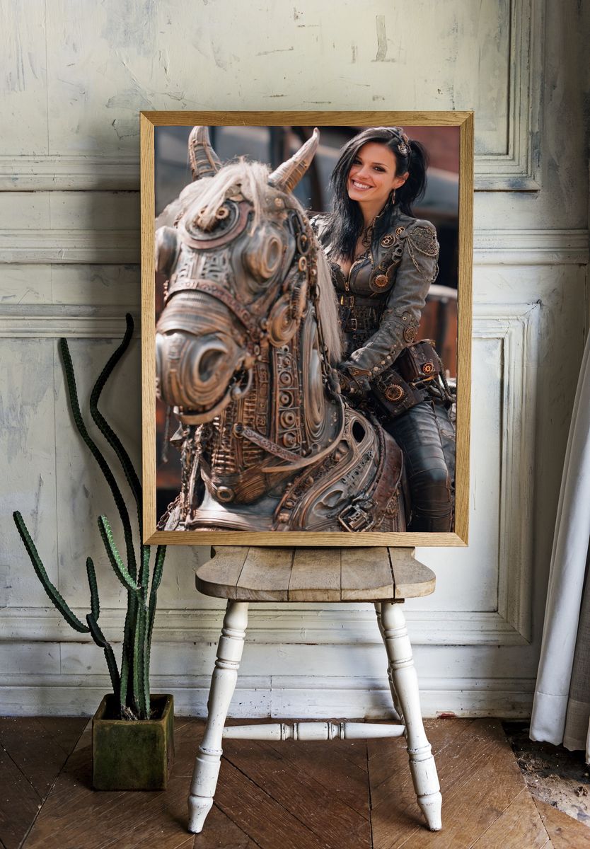 Steampunk Rider Portrait Print. — room view 1