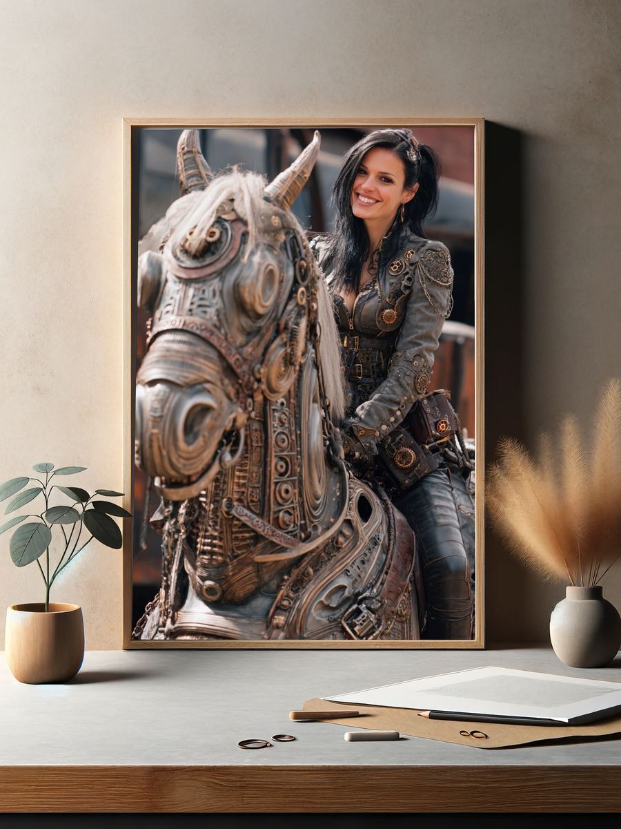 Steampunk Rider Portrait Print. — room view 2