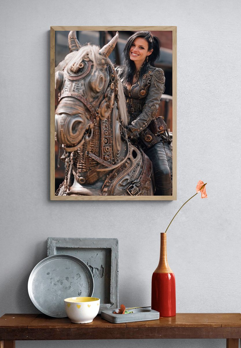 Steampunk Rider Portrait Print. — room view 3