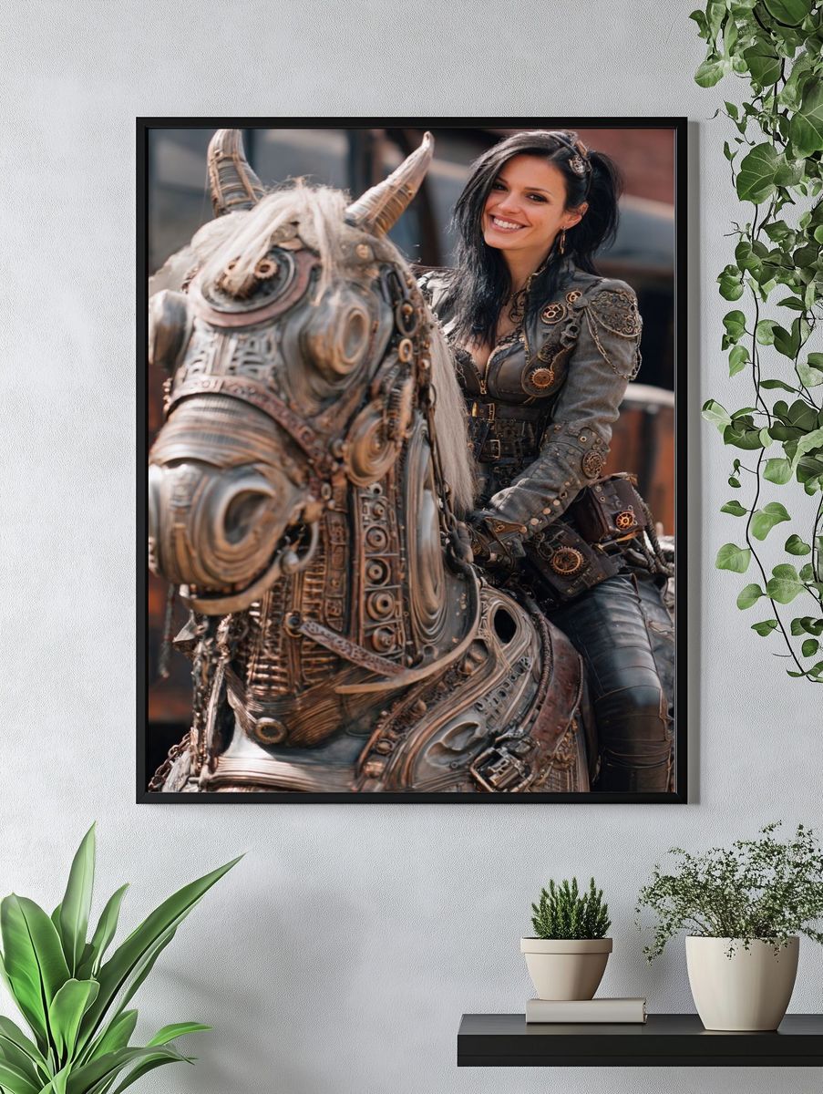 Steampunk Rider Portrait Print. — room view 4