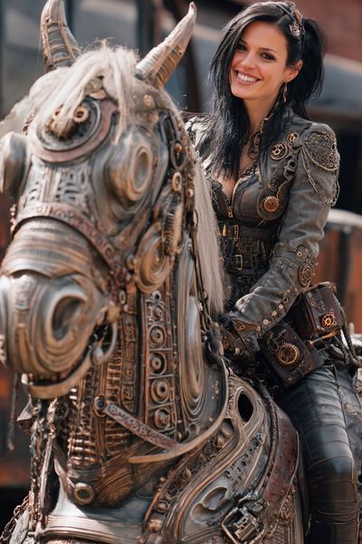 Steampunk Rider Portrait Print. poster