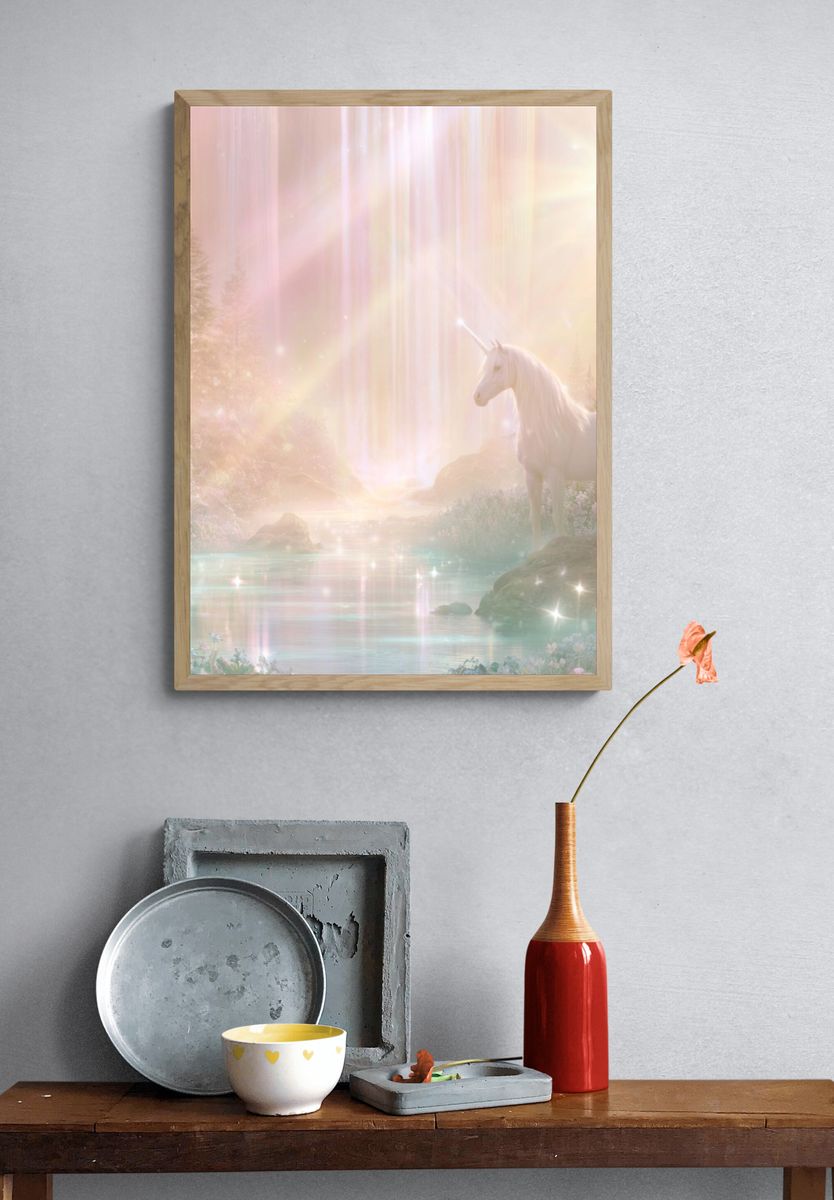 Enchanted Unicorn Forest Print. — room view 3