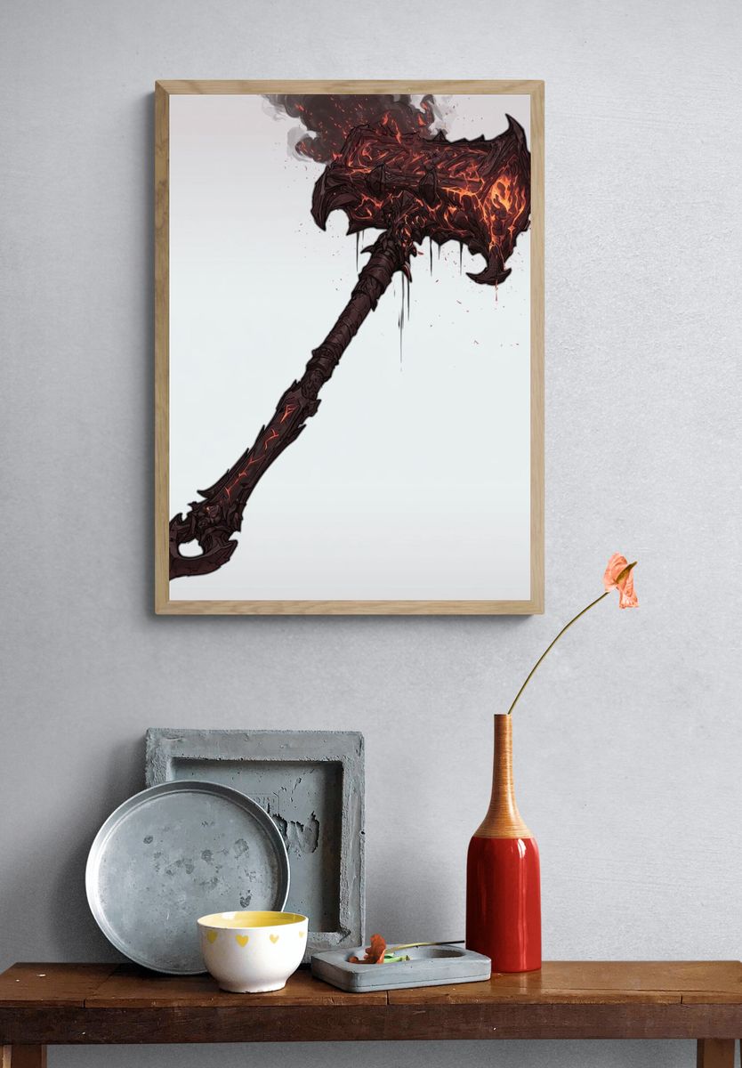 Molten Battle Axe Illustration Poster. — room view 3