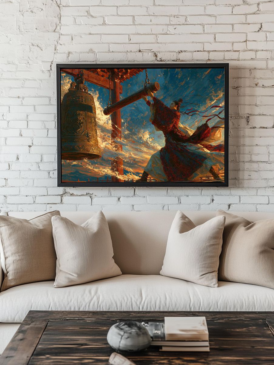 Temple Bell Warrior Illustration Poster. — room view 1