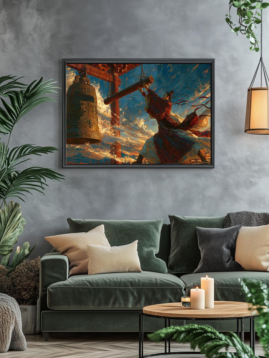 Temple Bell Warrior Illustration Poster. — room view 4