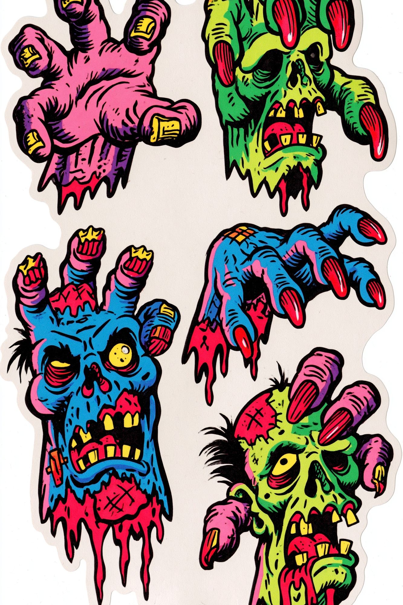 Neon Zombie Hands Illustration Poster. poster detail