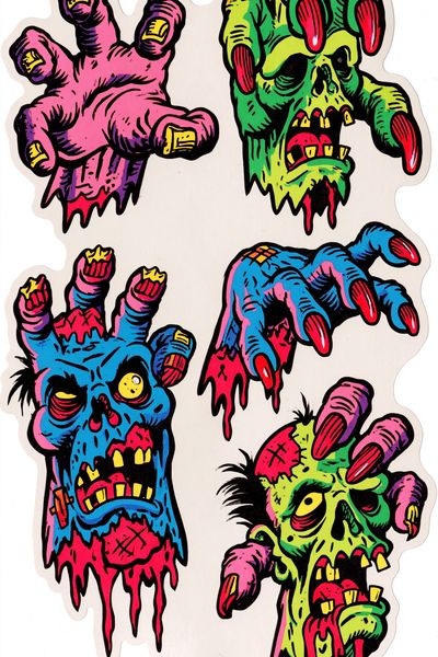Neon Zombie Hands Illustration Poster. poster print