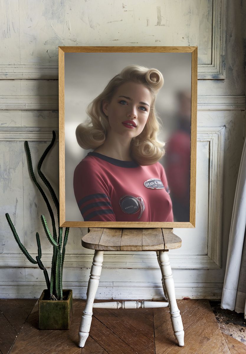 Retro Portrait Illustration Poster. — room view 1