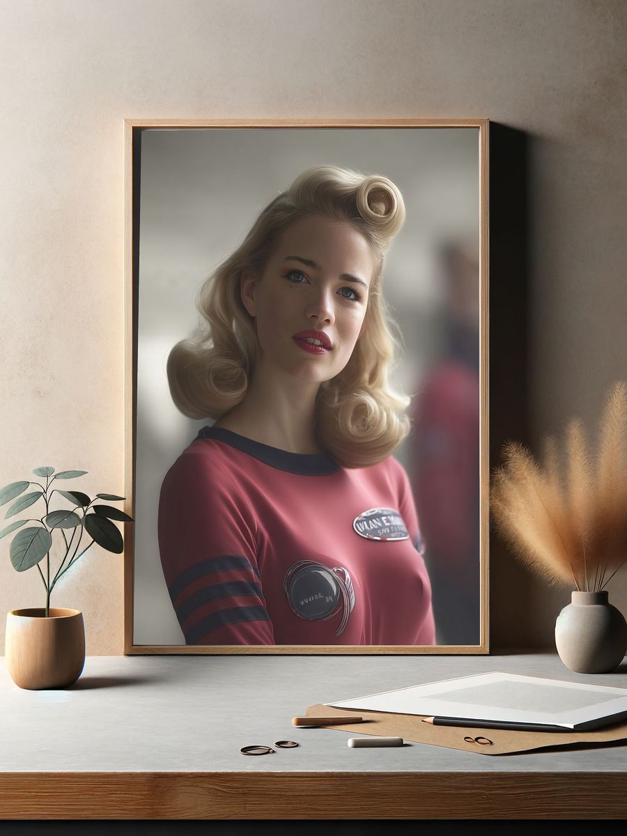 Retro Portrait Illustration Poster. — room view 2