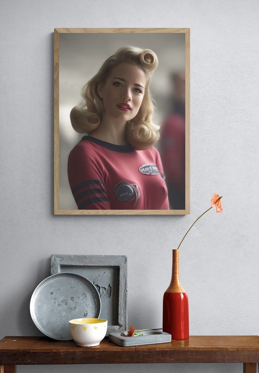 Retro Portrait Illustration Poster. — room view 3