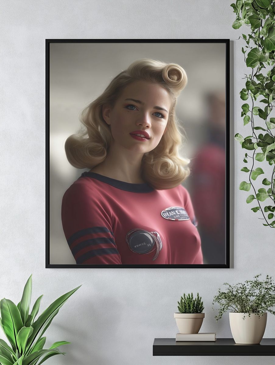 Retro Portrait Illustration Poster. — room view 4