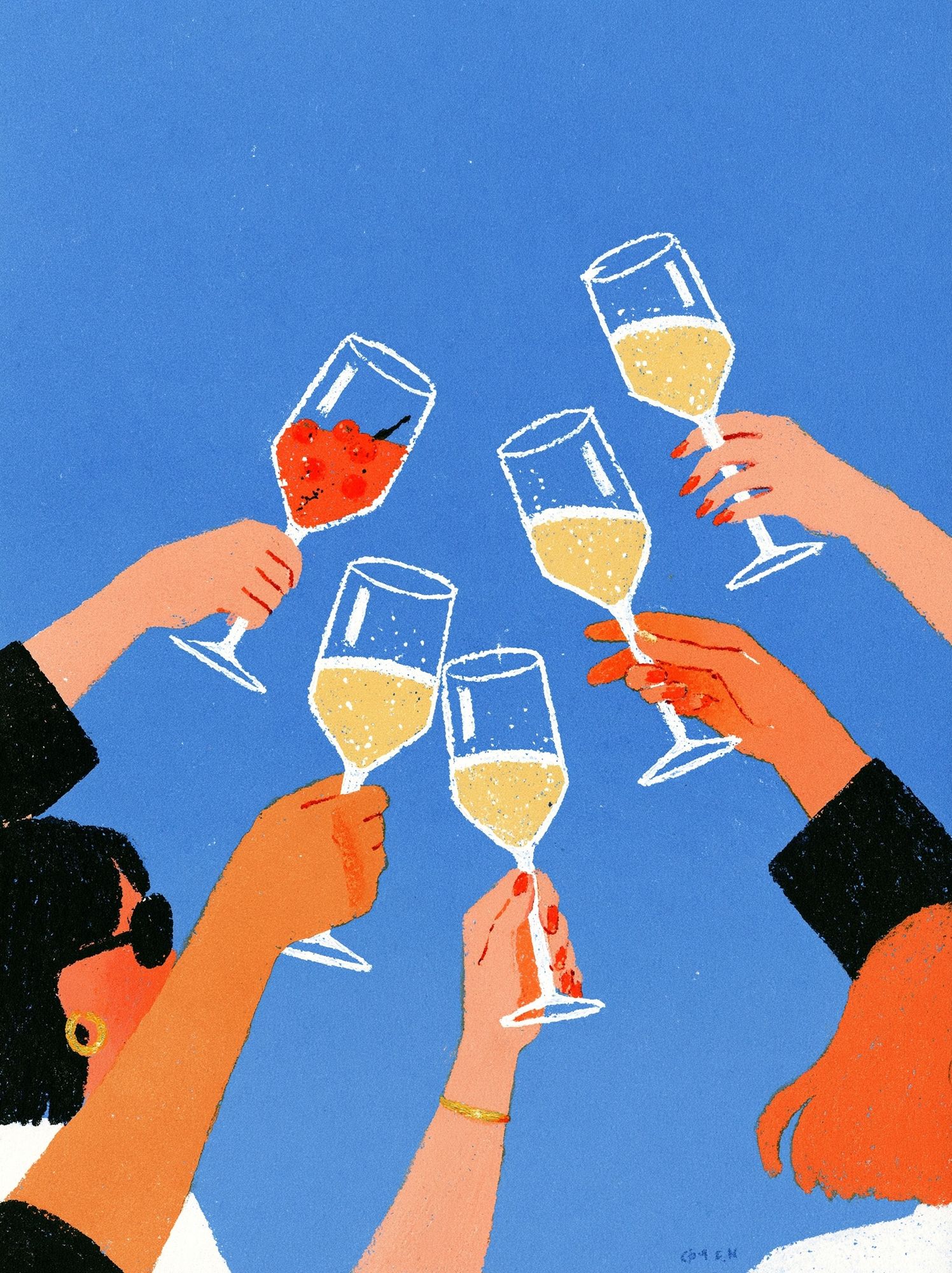 Champagne Toast Illustration Poster. poster detail