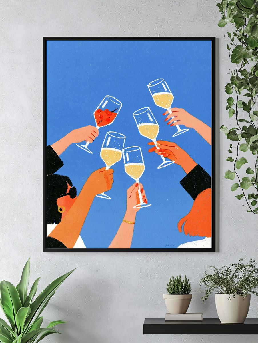 Champagne Toast Illustration Poster. — room view 4