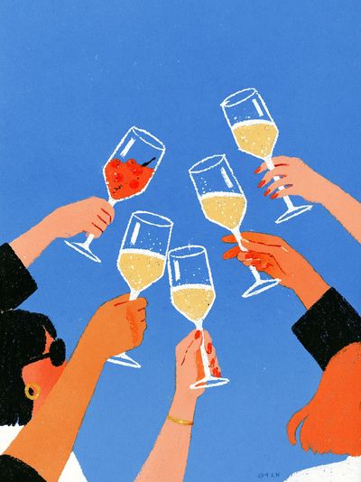 Champagne Toast Illustration Poster. poster print