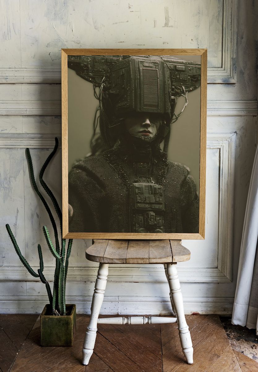 Cybernetic Portrait Sci-Fi Print. — room view 1