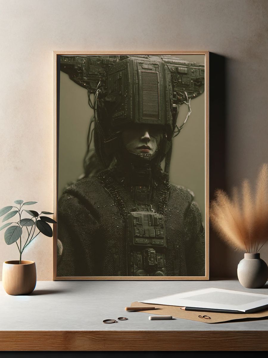 Cybernetic Portrait Sci-Fi Print. — room view 2