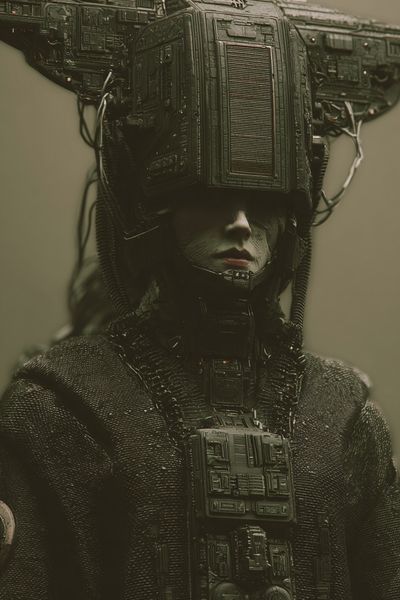 Cybernetic Portrait Sci-Fi Print. poster