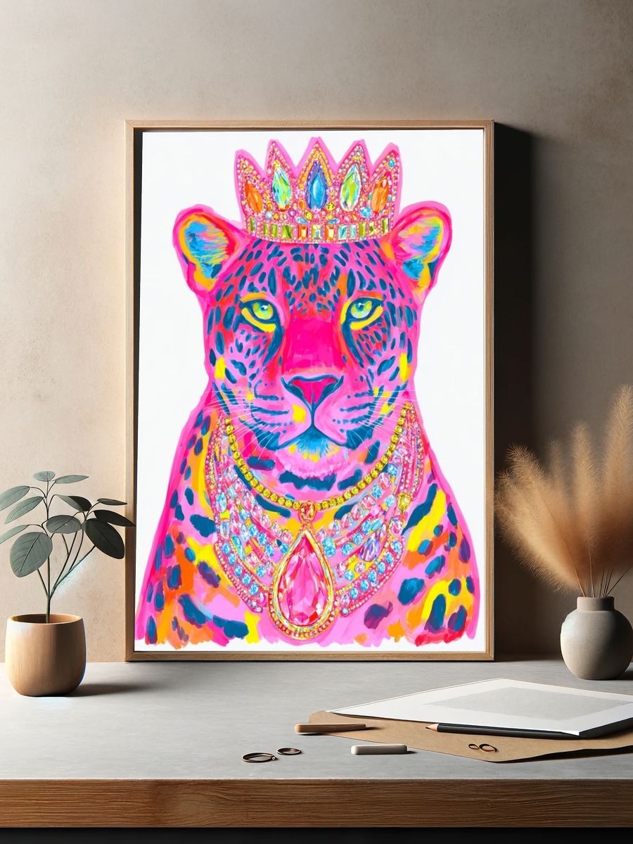 Regal Leopard — Illustration Print. — room view 2
