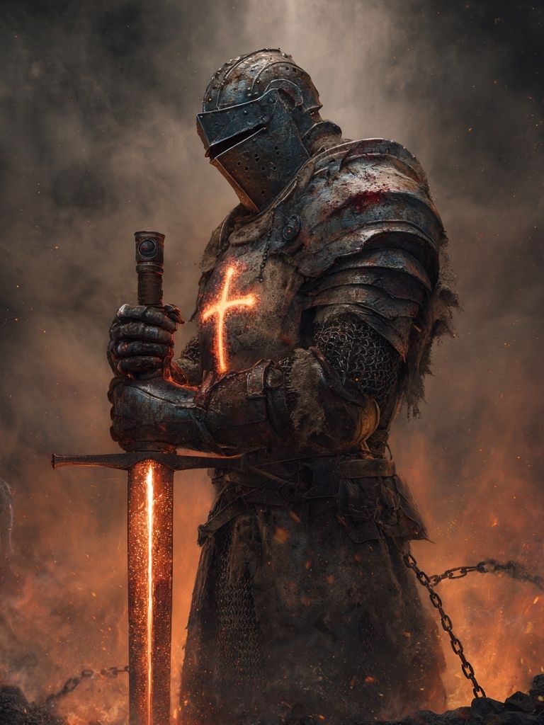 Glowing Knight Fantasy Poster. poster — illustration art