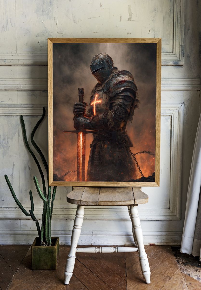 Glowing Knight Fantasy Poster. — room view 1