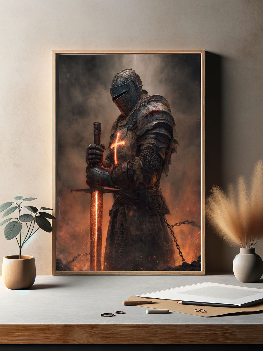 Glowing Knight Fantasy Poster. — room view 2