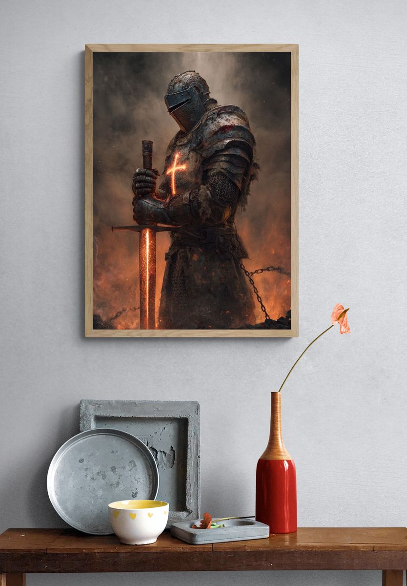 Glowing Knight Fantasy Poster. — room view 3