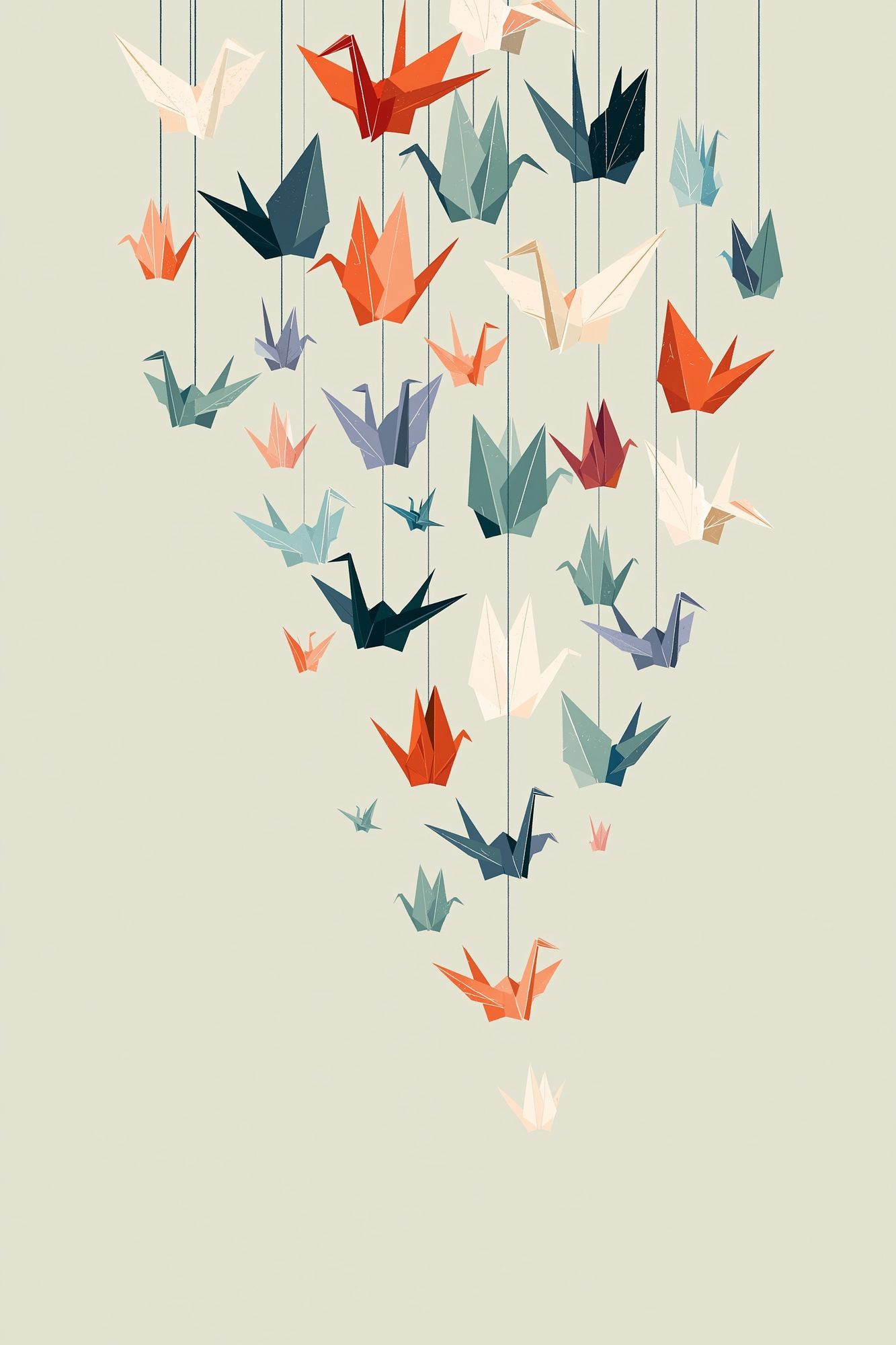 Origami Cranes Minimalist Poster. poster — illustration art